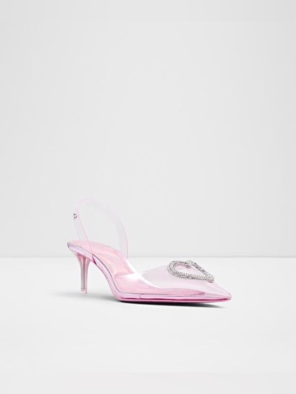 ALDO × Barbie Slingback Heels in Clear Pink with Crystal Heart Gems - Picture 8 of 11